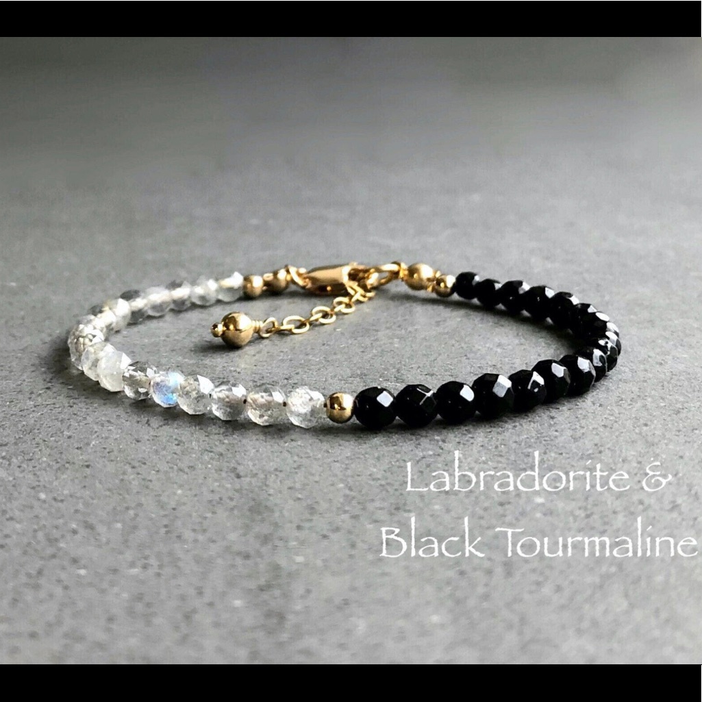 Labradorite Tourmaline Bracelet 42$